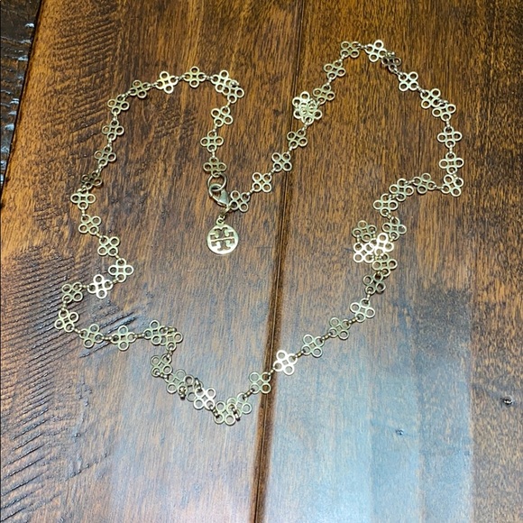 Tory Burch long gold logo necklace - Picture 2 of 7